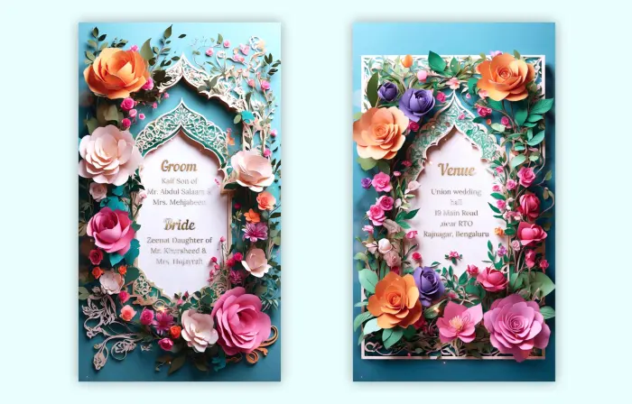 Modern 3D Floral Muslim Wedding Invitation Instagram Story